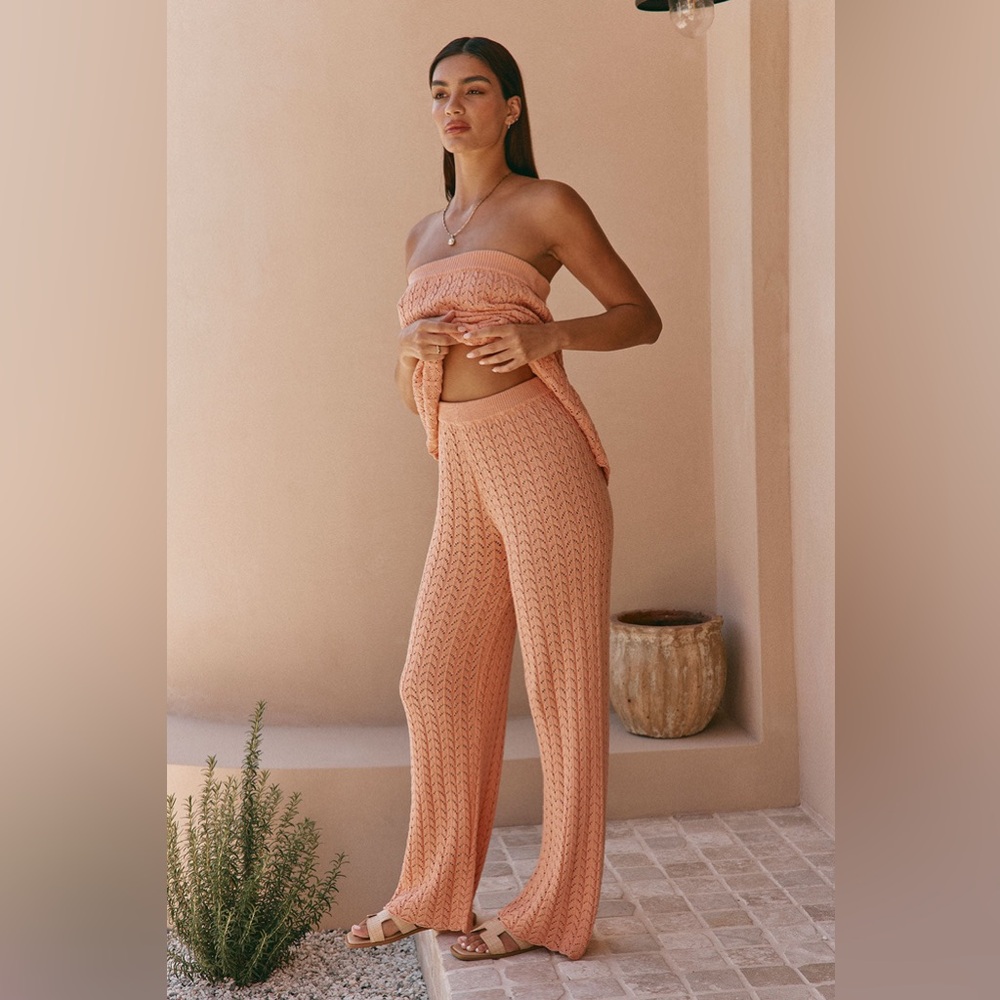 Matching Set SABO Athena Outfit - Peach Crochet Knit MEDIUM